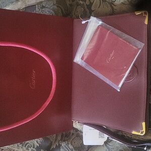 Cartier Burgundy Leather Women's Bag Wristlet Never Used Tag Tagged Etc